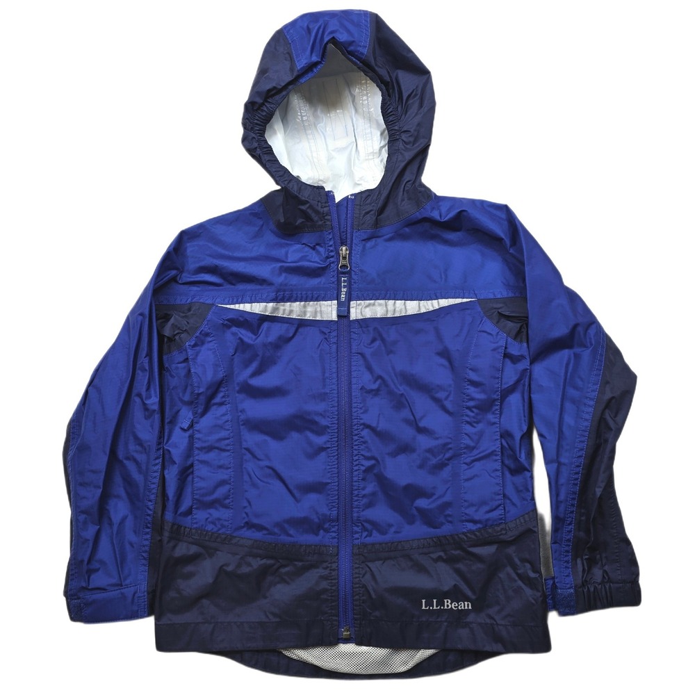 L.L.Bean Windbreaker Jacket Kids Medium 5-6 Royal Blue Lightweight Hooded Rain‎